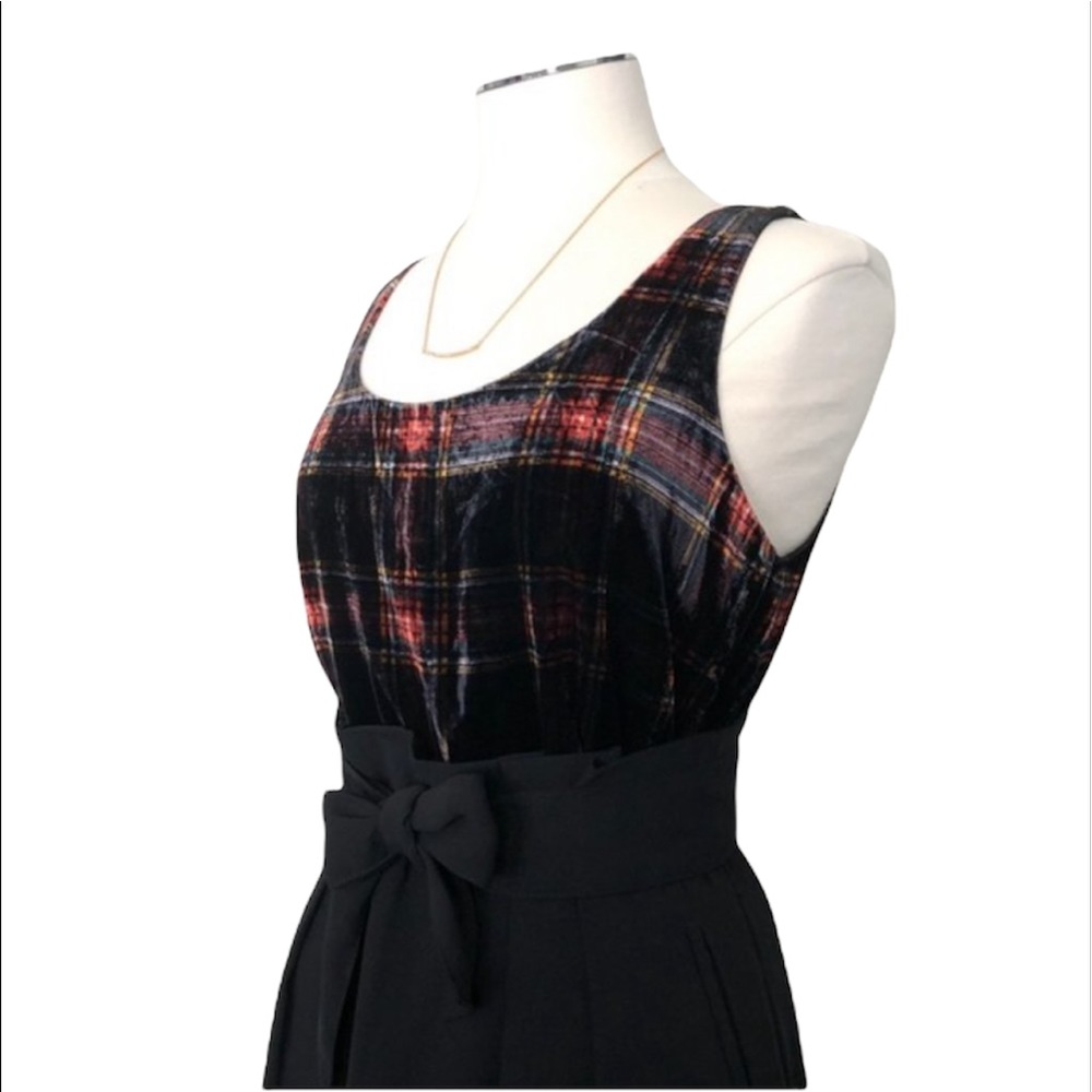 J. CREW Women’s Black Red Velvet Tank Top Size 8 Stewart Tartan Sleeveless - Picture 5 of 15